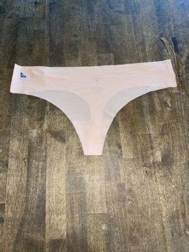 Roxy Peach White Striped Thong Panty Sissy Underwear Knickers Size 7