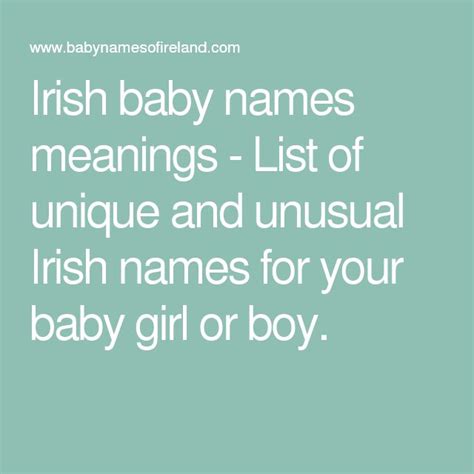 Irish Baby Names Meanings List Of Unique And Unusual Irish Names For