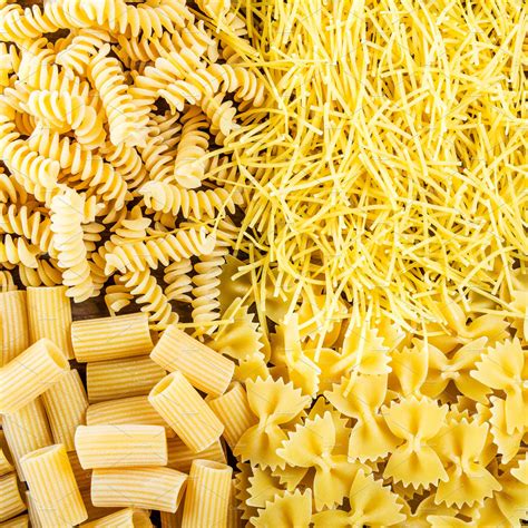 Different Types Of Raw Pastas Containing Pasta Raw And Fusilli Food