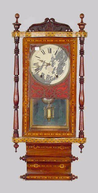 Antique Anglo American Triple Scroll Inlaid Wall Clock Price Guide