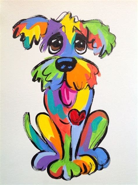 Dog Painting In Multi Bright Acrylic Painting On Canvas By Debby Carman