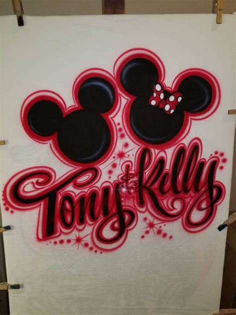 Personalized Custom Airbrushed Minnie And Mickey Mouse With Names Shirt