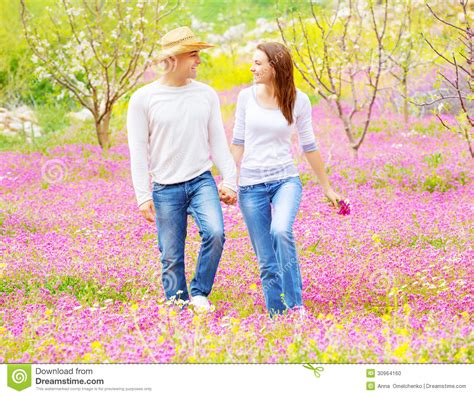 Happy Lovers Walking Outdoors Stock Photo - Image of lover, happy: 30964160