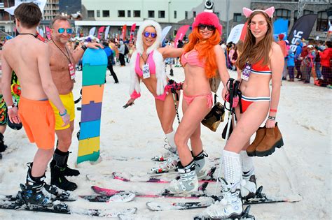 Mass Bikini Skiing Sochis Winter Resort Hit By Naked Heat Wave