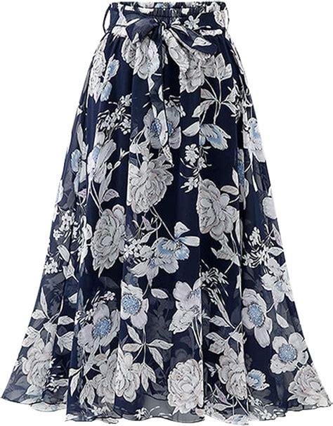 Biilyli Women Oversized Skirt Summer Maxi Chiffon Mid Length Skirt