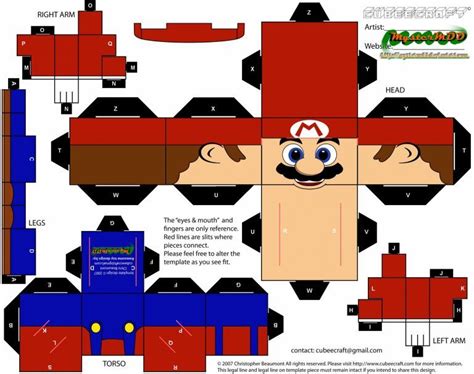 Mario Papercraft Toy Free Printable Papercraft Templates Within Best