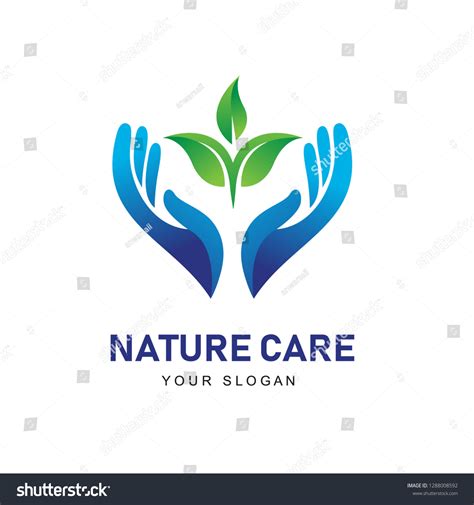 Nature Care Logo Hand Logo Leaf Stock Vector Royalty Free 1288008592