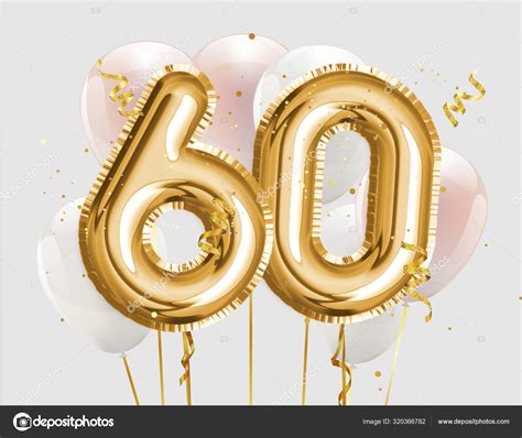 Happy 60th Birthday Gold Foil Balloon Greeting Background Years