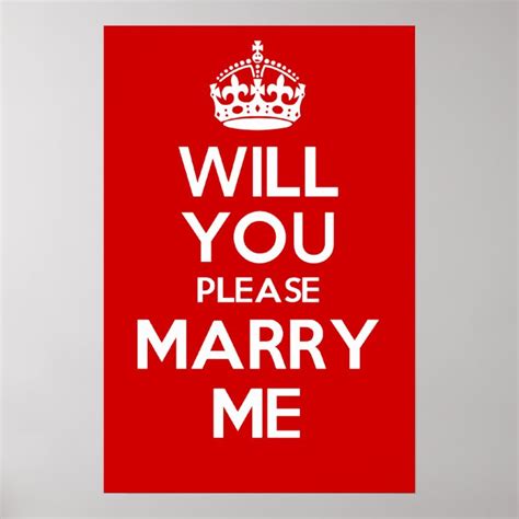 Will You Please Marry Me Red Poster Uk
