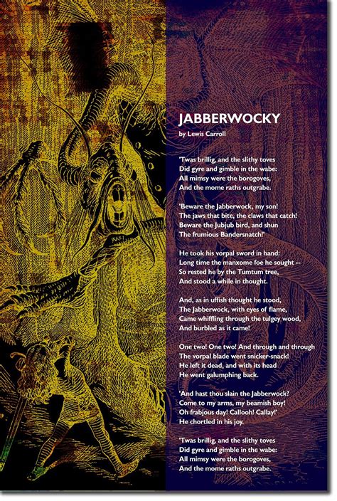 The Jabberwocky Poem By Lewis Carroll Art Print Poster Etsy