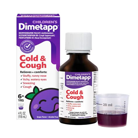 Childrens Dimetapp Cold And Cough Medicine Antihistamine Liquid Grape
