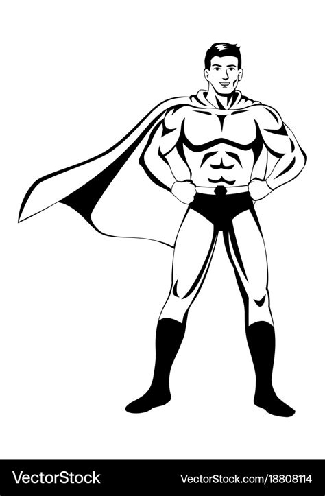 Superhero In Black And White Royalty Free Vector Image