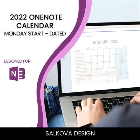 Dated Onenote 2022 Calendar 2022 Onenote Dated Monthly Calendar