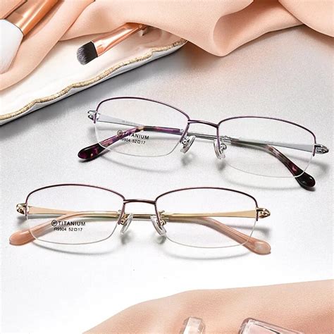 pure titanium eyeglasses frame women half frame myopia glasses prescription glasses designer