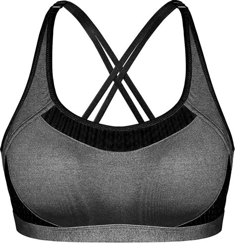 Sykooria Womens Sexy Sports Bra For Workout Fitness Tops Yoga Running Athletic Gym Bra Black