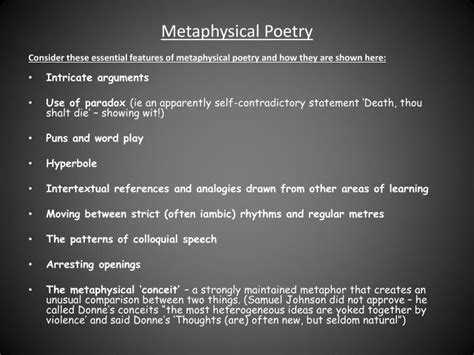 Ppt The Characteristics Of Metaphysical Poetry Powerpoint