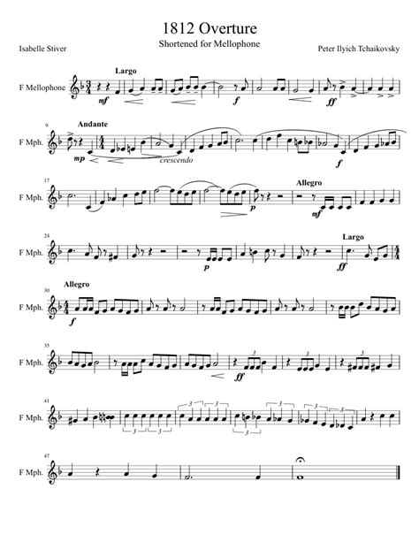 1812 Overture Sheet Music For French Horn Solo