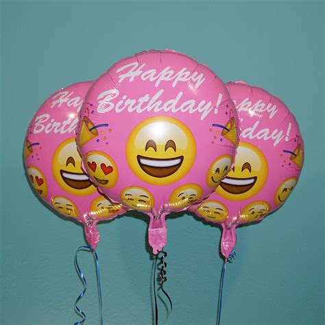 Emoji Balloons Happy Birthday Pink Foil Helium 3 Pack Ebay