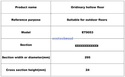 China Anti Acid Rain Corrosion Wood Plastic Wide Hollw Flooring 295