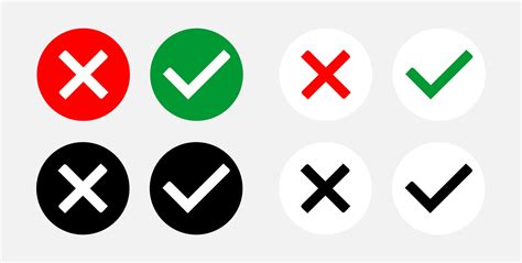 Set Of Yes And No Or Right And Wrong Or Approved And Rejected Icons