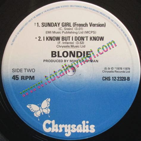 Totally Vinyl Records Blondie Sunday Girl Sunday Girl French Version I Know But I Don