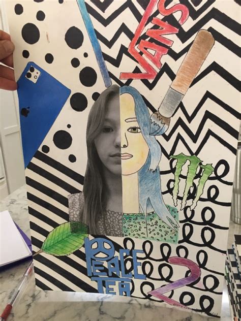 Middle School Art Art School Intermediate Self Portrait Art Work