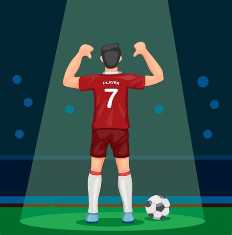 Premium Vector Soccer Player In Red Uniform Scoring Goal Celebration