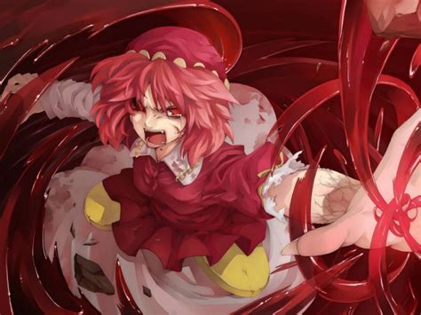 Video Games Touhou Red Dress Tears Stones Destruction Pink