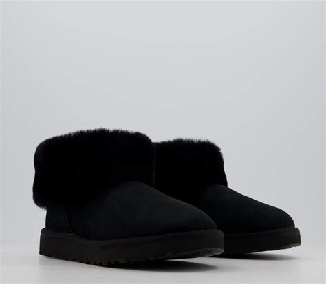 Ugg Classic Mini Fluff Boots Black Ankle Boots