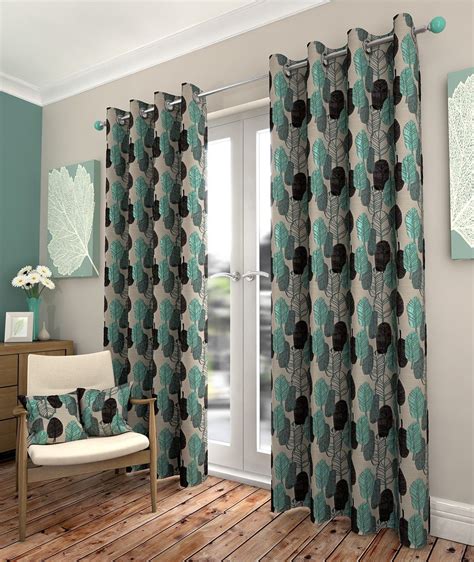 Athena Teal Ready Made Eyelet Curtains Harry Corry Limited Brown