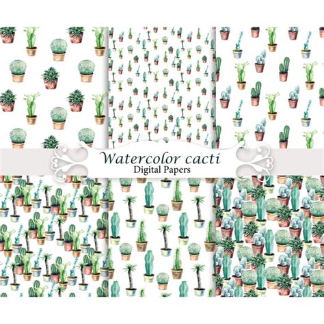 Watercolor Cacti Seamless Patterns Inspire Uplift