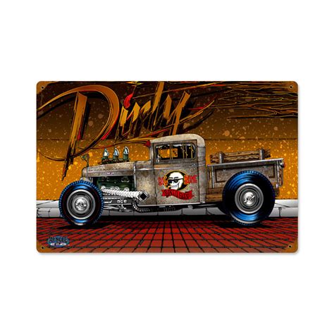 Retro Dirty Rat Rod Metal Sign 18 X 12 Inches
