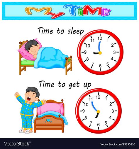 Young Boy Time To Bed And Wake Up Royalty Free Vector Image