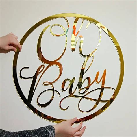 Custom Made Gold Acrylic Mirror Acrylic Name Sign For Baby Shower