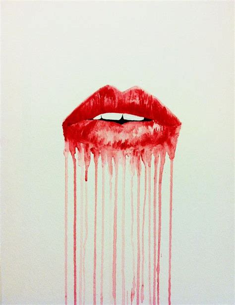 Watercolor Painting Lips Dripping Lips Custom For Anna Rocket