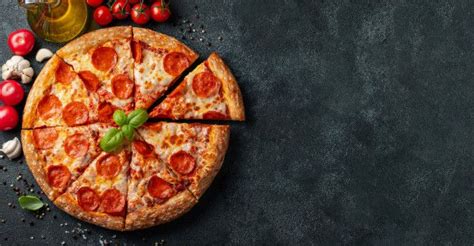Tasty Pepperoni Pizza On A Black Concrete Background Pepperoni Pizza