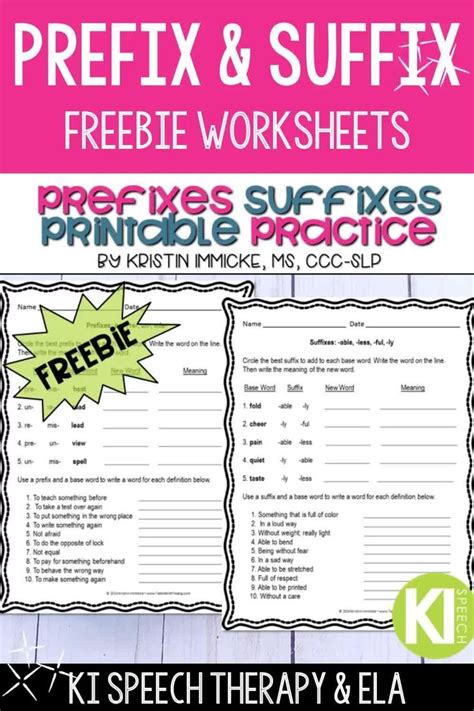 Free Printable Prefix Suffix Worksheets Ela Speech Therapy My XXX Hot