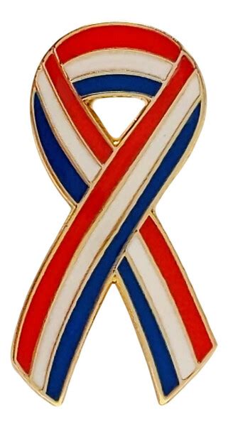 Red White And Blue Ribbon Lapel Pin For Awareness Support Item