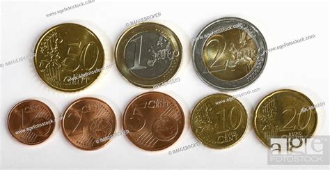 Euro And Cent Coins 1 Cent 2 Cent 5 Cent 10 Cent 20 Cent 50 Cent