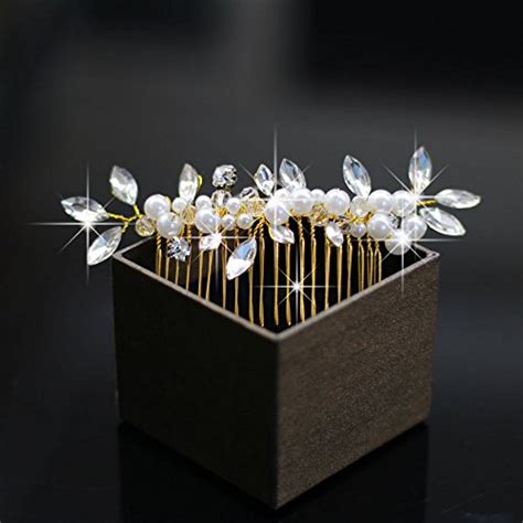 Venusvi Vintage Wedding Hair Combs With Bead And Rhinestones For Women