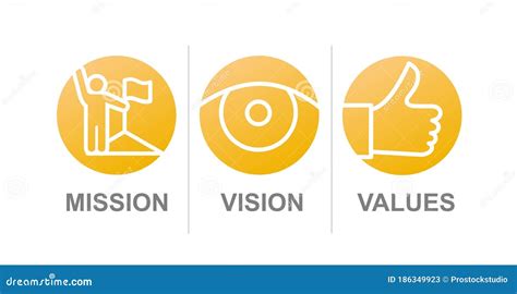 Vector Graphic Icons With Mission Vision And Values Concept Stock