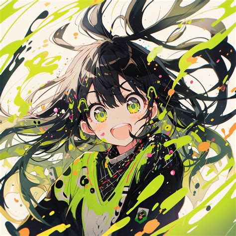 Download Wallpaper 3415x3415 Girl Emotion Paint Spots Anime Art