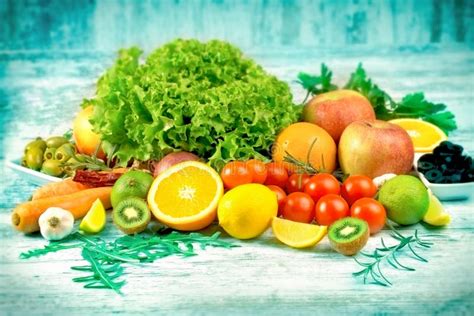 Fresh Organic Fruits And Vegetables For Your Healthy Lifestyle Stock