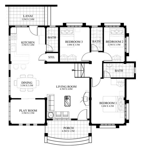 Floor Plans Bedroom Bungalow House Philippines House Plans 10378