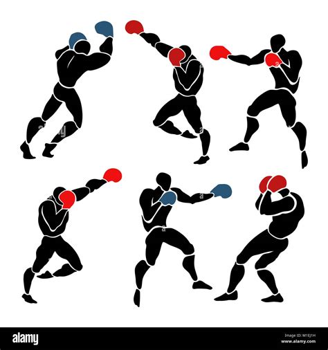 Silhouette Of Two Professional Boxer Boxing Match Vector Illustration