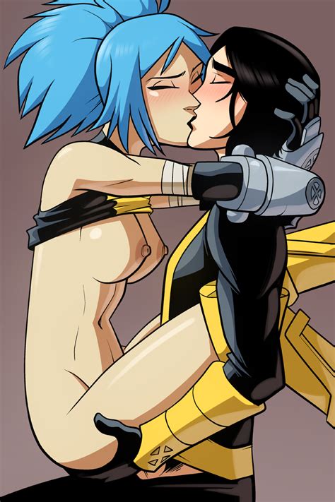 Rule 34 Arms Around Neck Big Breasts Black Hair Blue Hair Blush Breasts Closed Eyes Clothed