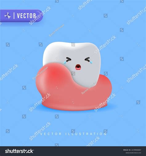 3d Cute Cartoon Tooth Character Gum Stock Vector Royalty Free