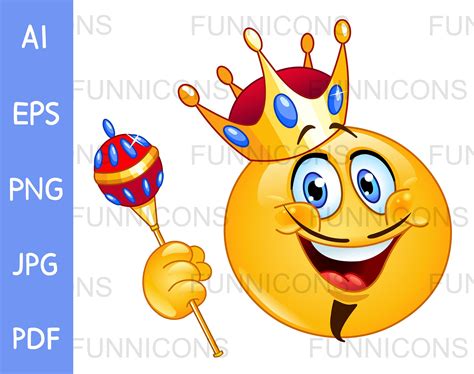 King Emoji Happy King Emoji Art Scepter Vector Clipart Emoticon
