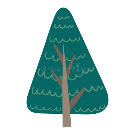Hand Drawn Illustration Of A Green Isolated Tree Element For