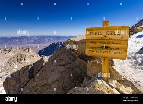 Sign On The Mount Whitney Trail At Trail Crest John Muir Wilderness